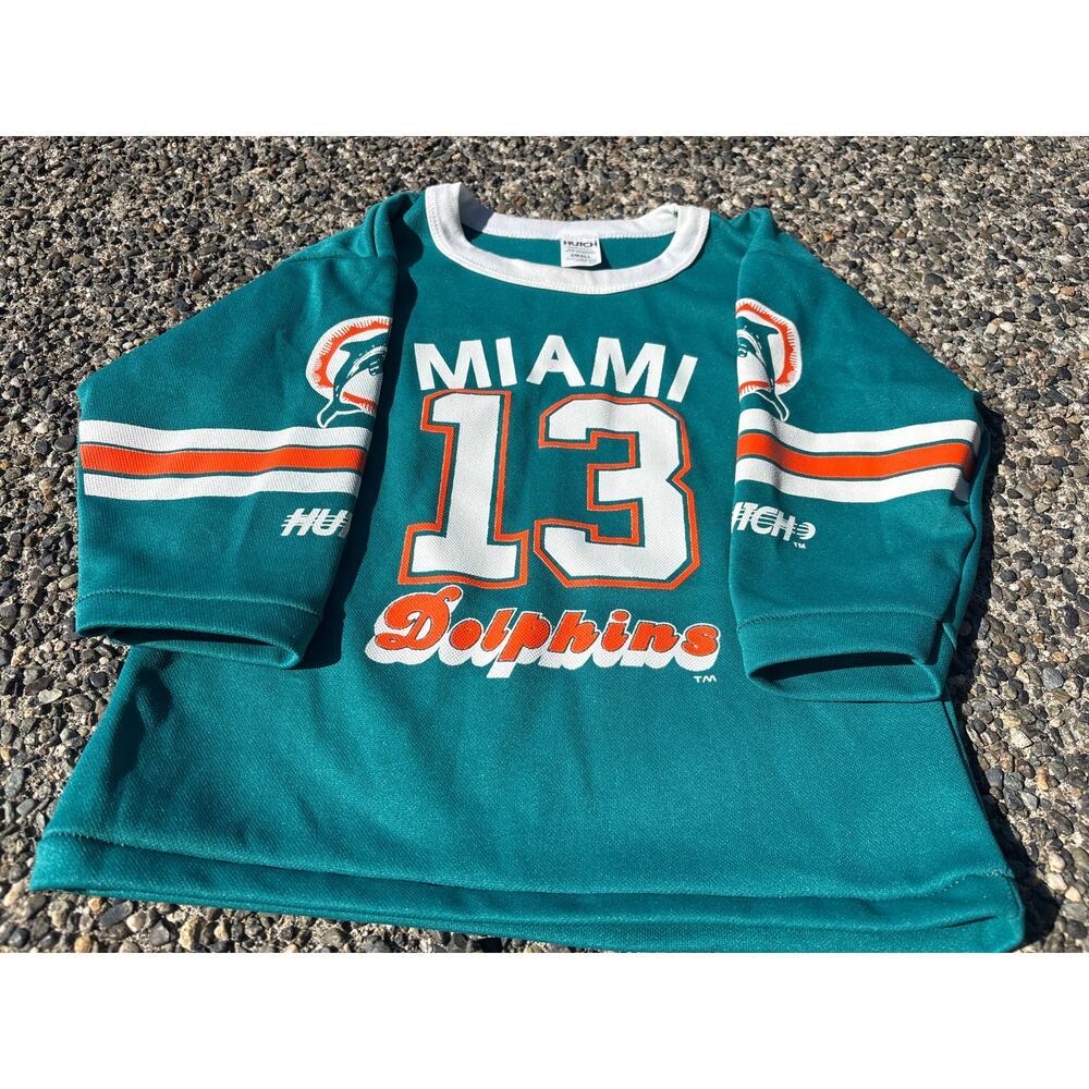 VTG 80s NFL Miami Dolphins 13 Hutch long sleeve Jersey Youth Small Dan Marino - Picture 5 of 6